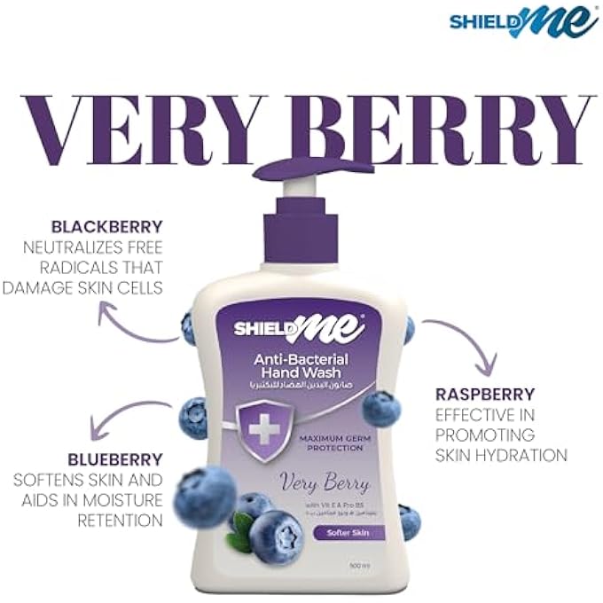 SHIELDME ANTIBACTERIAL HANDWASH LIQUID SOAP, 500ML (PACK OF 4)- VERY BERRY - Image 3